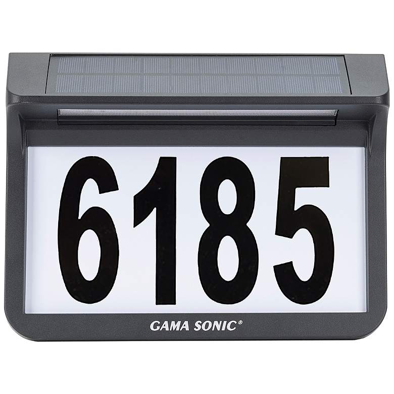 Image 1 Loca 10 3/4" Wide Black Solar LED Address Wall Plaque Light