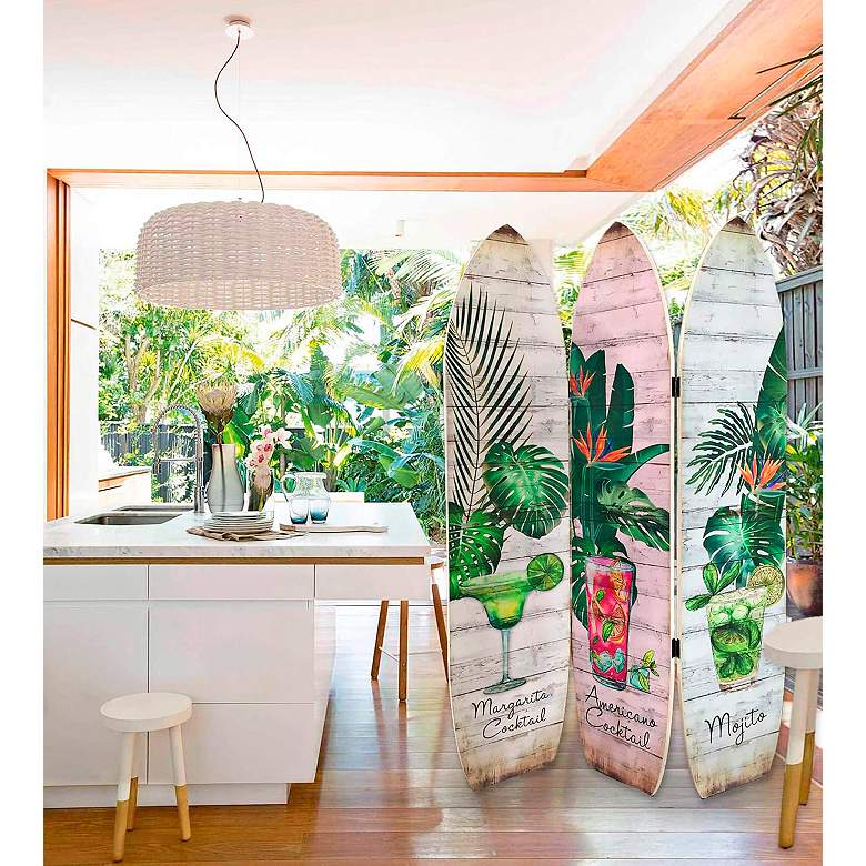 Image 4 Local Surfboard 47" Wide 3-Panel Screen/Room Divider more views
