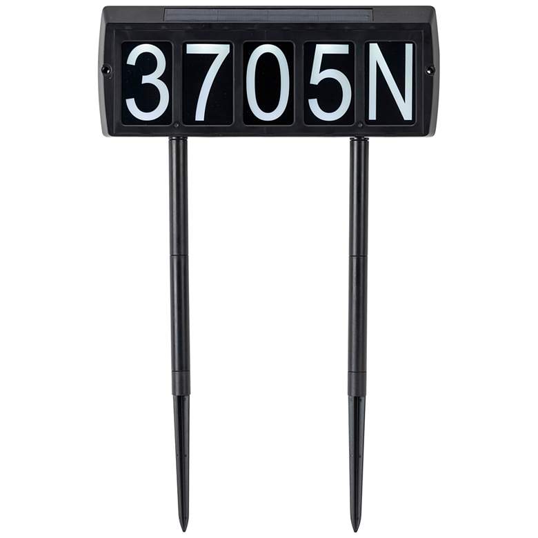 Image 1 Locca 5 1/2" High Black Dusk to Dawn LED Solar Address Light