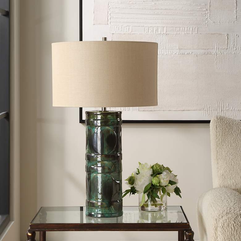Image 3 Loch 28 1/4" Peacock Green Ceramic Table Lamp more views