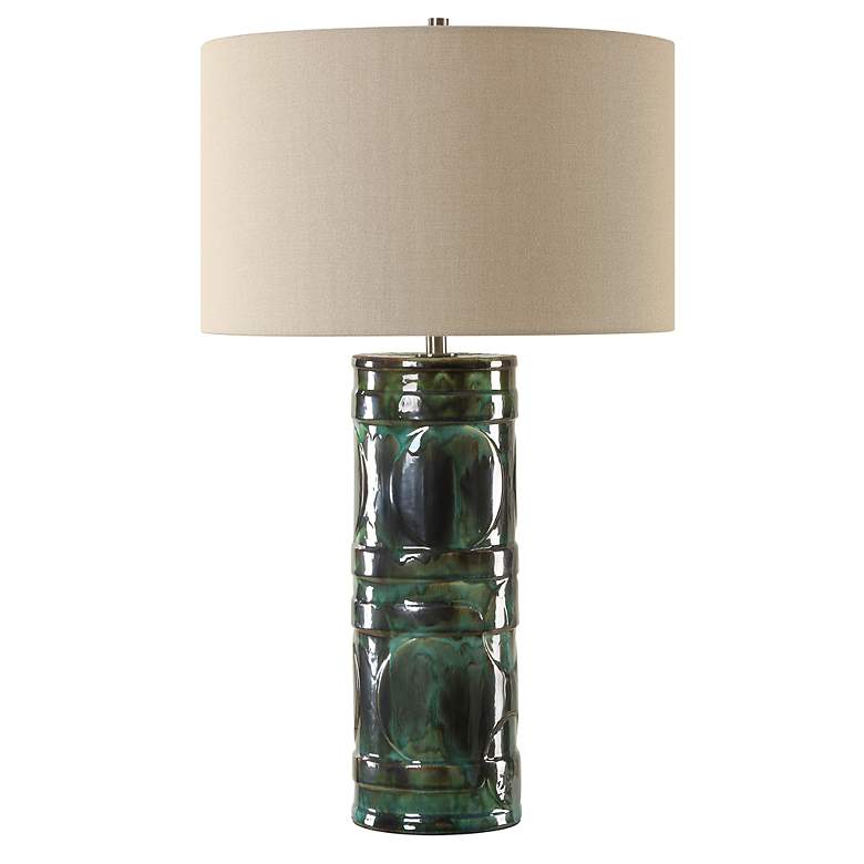 Image 4 Loch 28 1/4" Peacock Green Ceramic Table Lamp more views