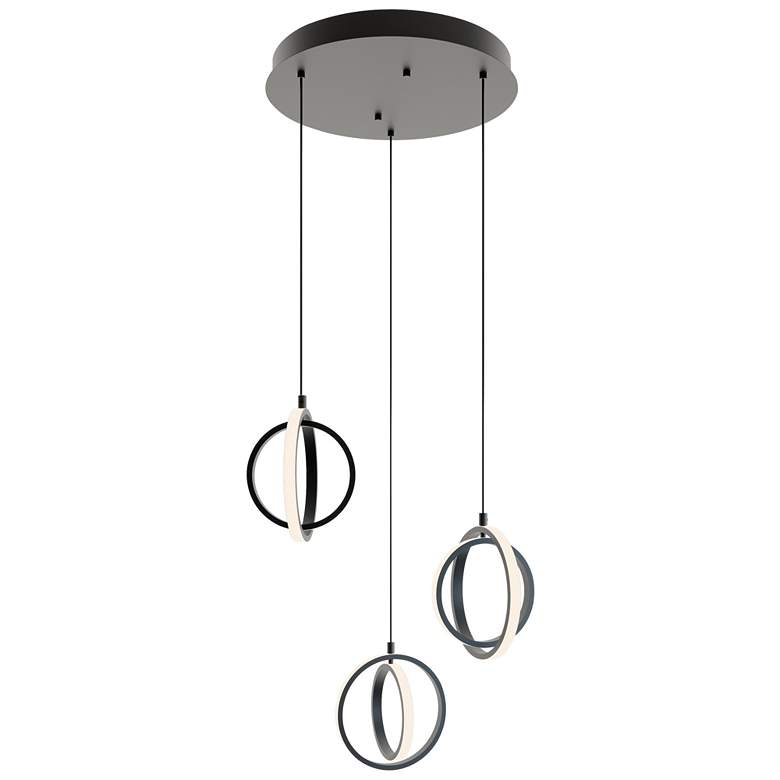 Image 1 Lock 23.37" 3 Light Round Black LED Pendant