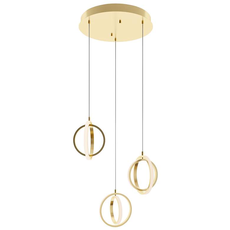 Image 1 Lock 23 1/4" Wide Satin Brass 3-Light LED Pendant