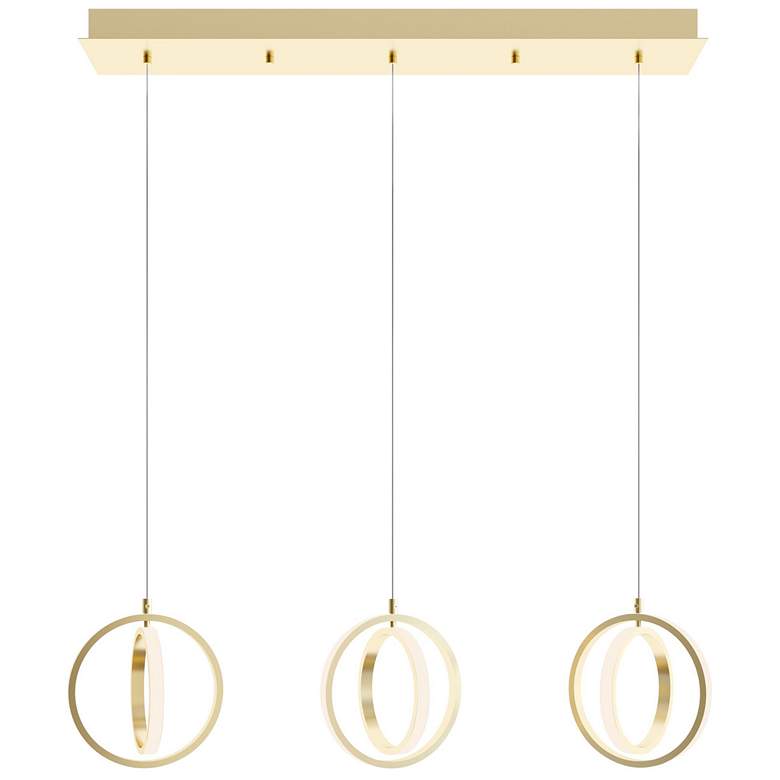 Image 1 Lock 36" 3 Light Linear Satin Brass LED Pendant