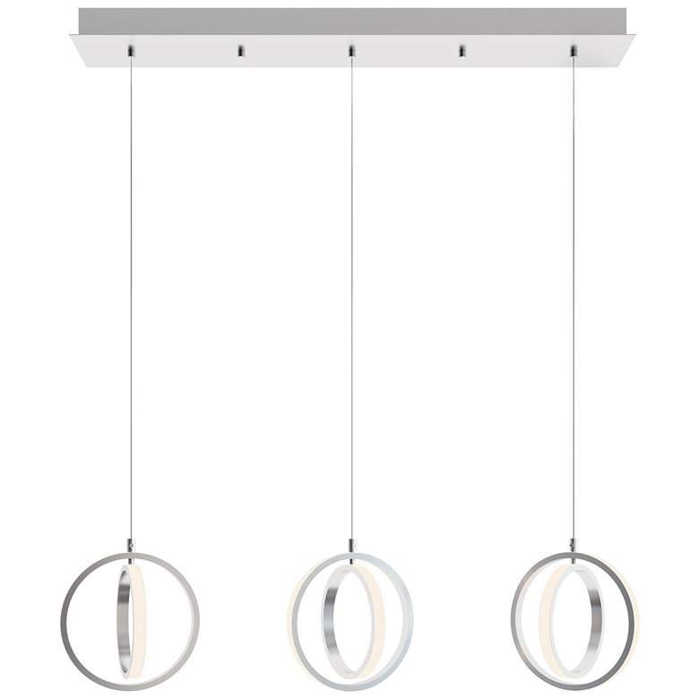 Image 1 Lock 36" 3 Light Linear Satin Nickel LED Pendant