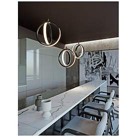 Image5 of Lock 36" 3 Light Linear Satin Nickel LED Pendant more views