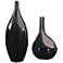 Lockwood 16" and 11" Glossy Black Earthenware Vases Set of 2