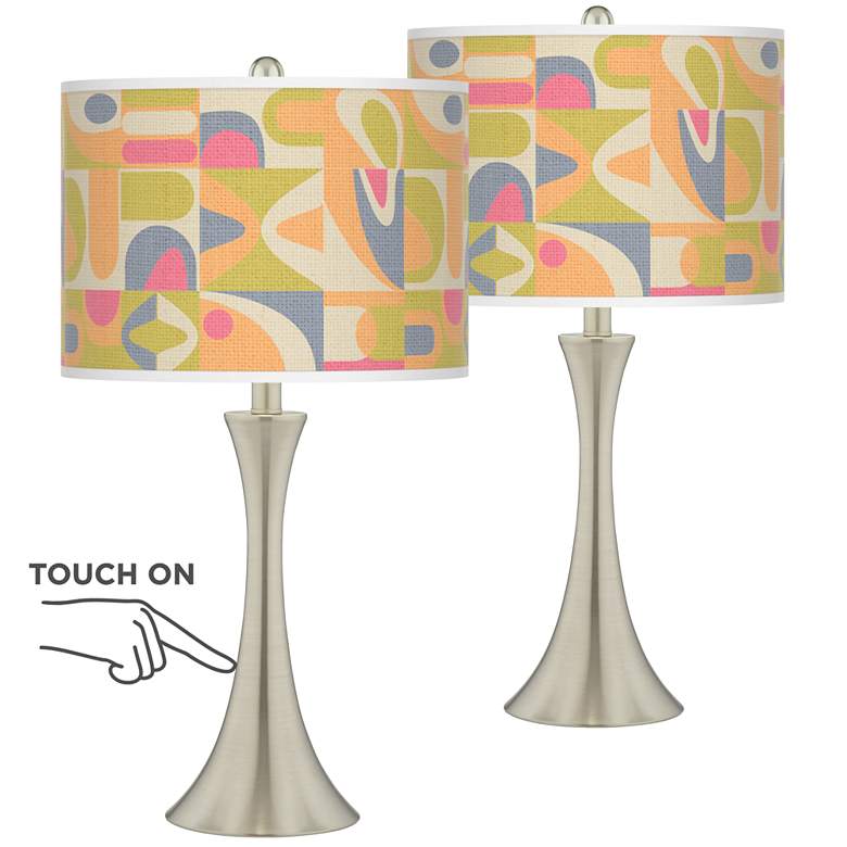 Image 1 Locomotion Trish Brushed Nickel Touch Table Lamps Set of 2