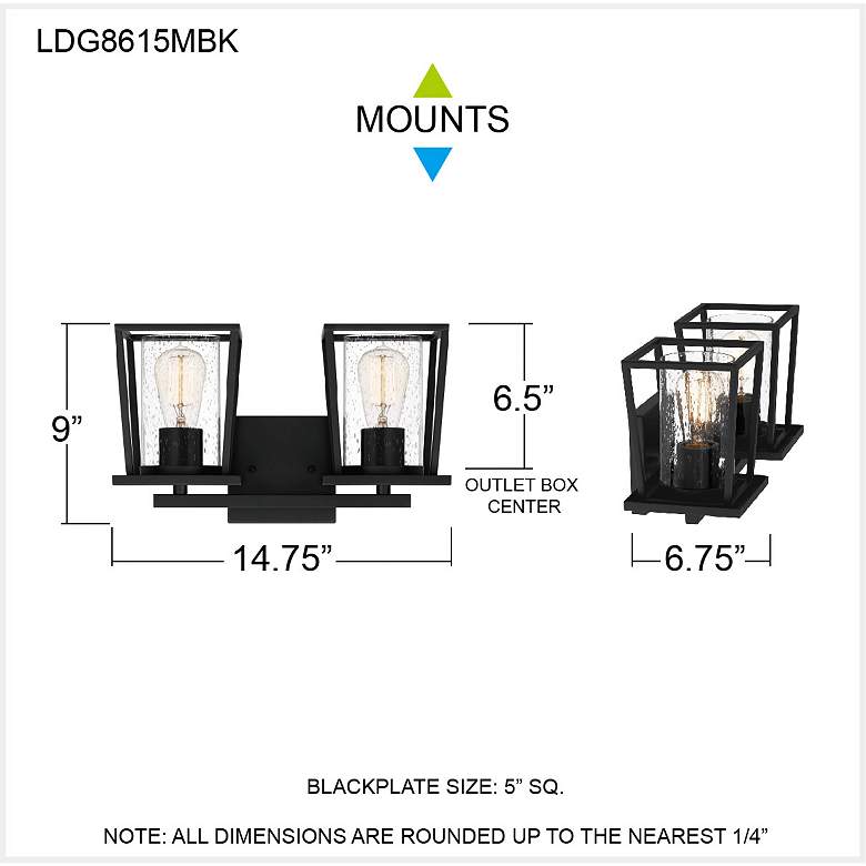 Image 7 Lodge 2-Lt Matte Black Bath Lt more views