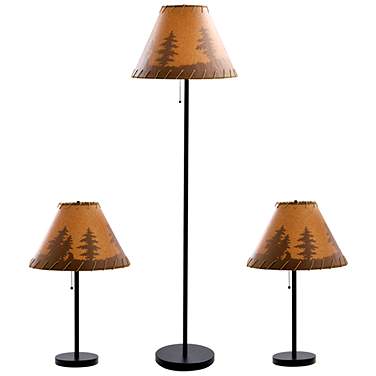 Lodge Black 3-Piece Floor and Table Lamp Set