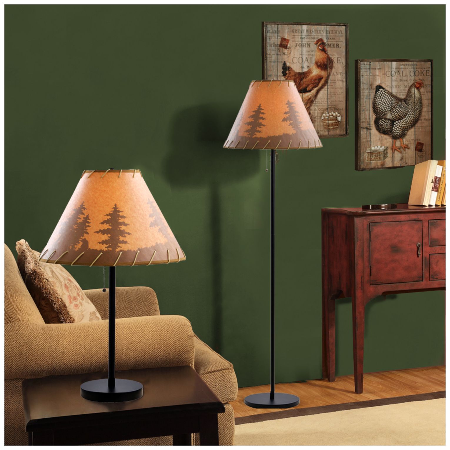 Lodge Black 3-Piece Floor and Table Lamp Set