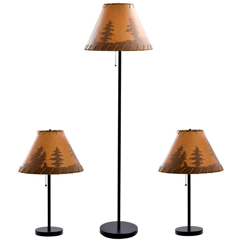 Image 1 Lodge Dark Bronze Table & Floor Lamp Set of 3