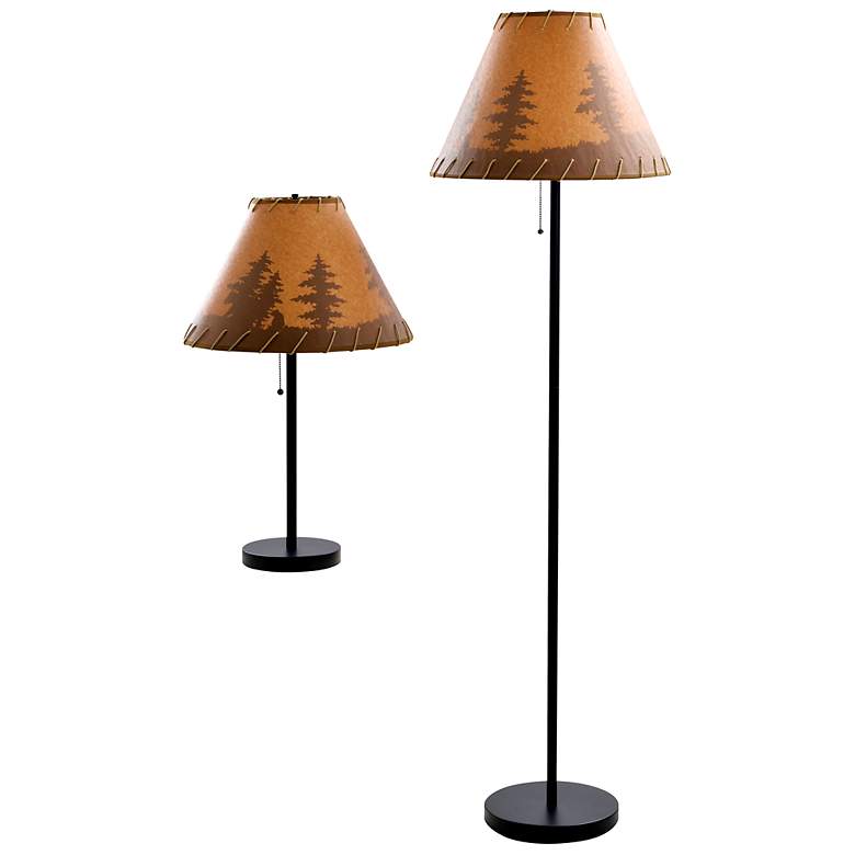 Image 7 Lodge Dark Bronze Table & Floor Lamp Set of 3 more views
