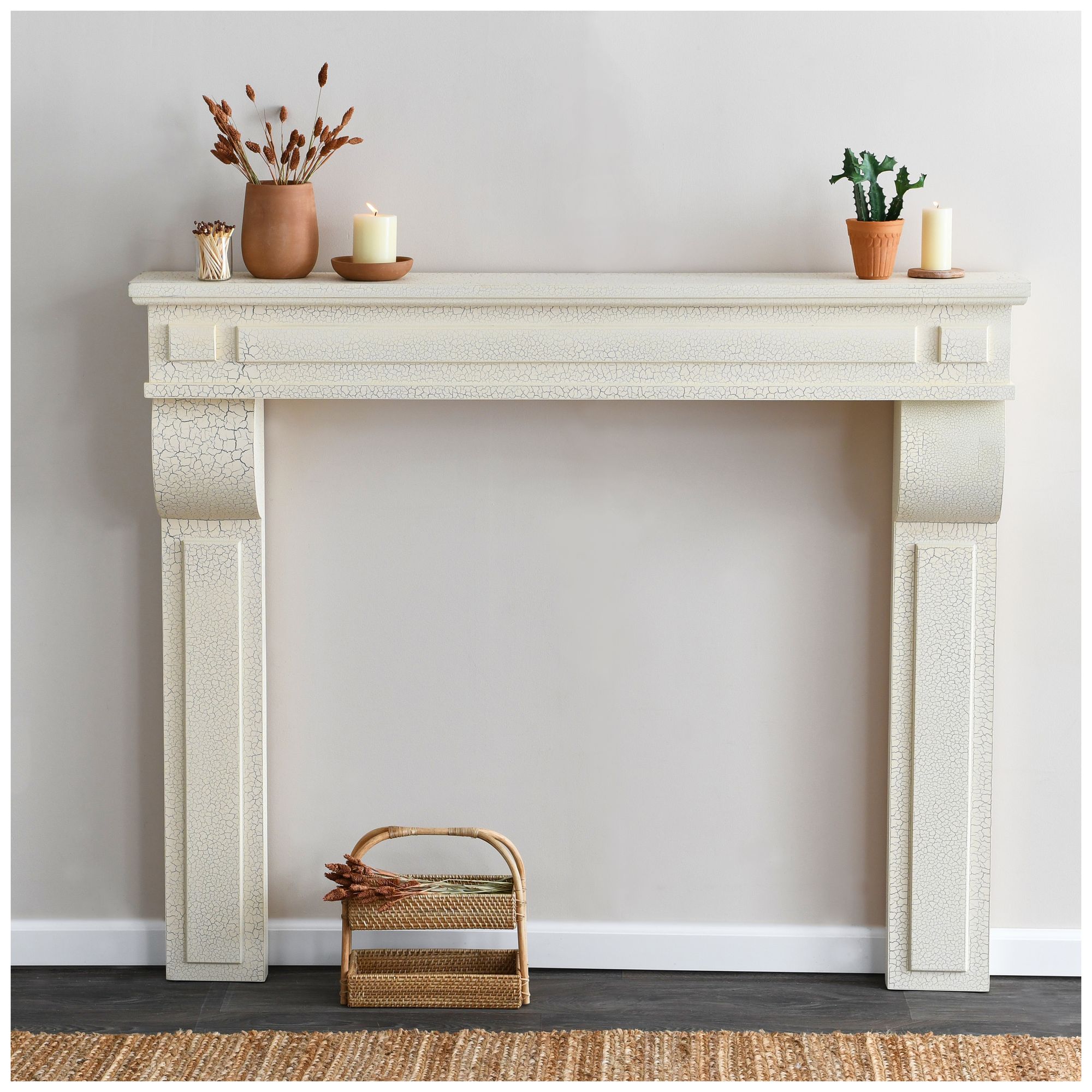 Image 2 Lodge Decorative Fireplace Mantel, Distressed Cream more views