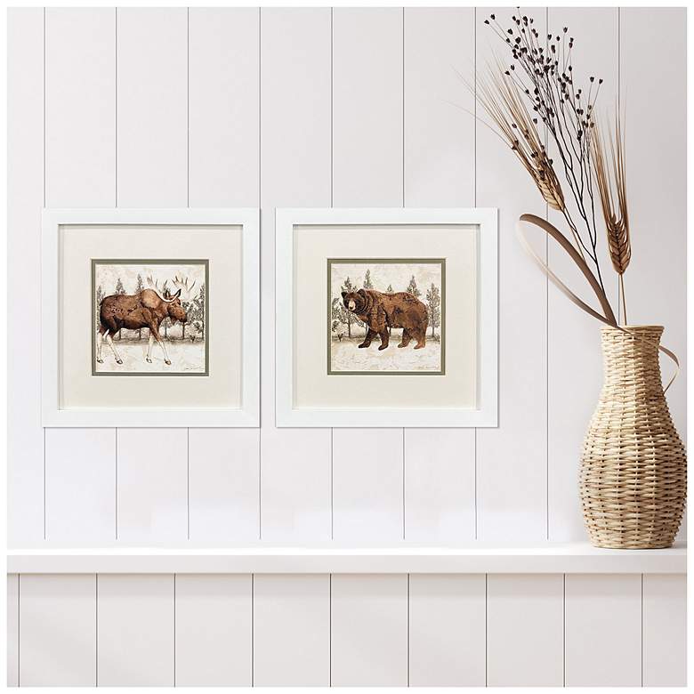 Image 4 Lodge Moose Bear 11"W x 11"H Modern Framed Art Set of 2 more views