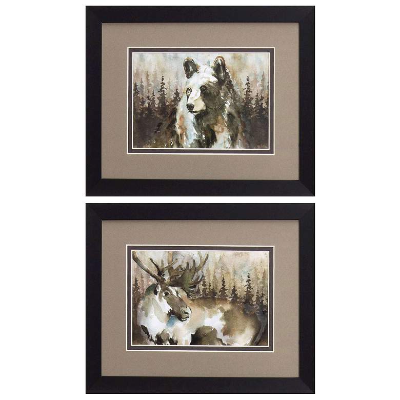 Image 1 Lodge Twilight 11"W x 9"H Framed Art Set of 2