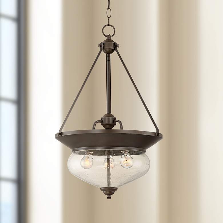 Image 1 Lodi 18" Wide Oil-Rubbed Bronze 3-Light Metal Pendant