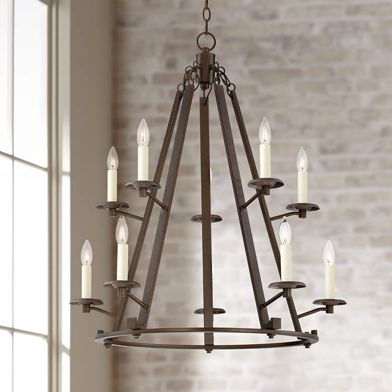 Image 1 Lodi 26 3/4 inch Wide Oil-Rubbed Bronze 10-Light Chandelier