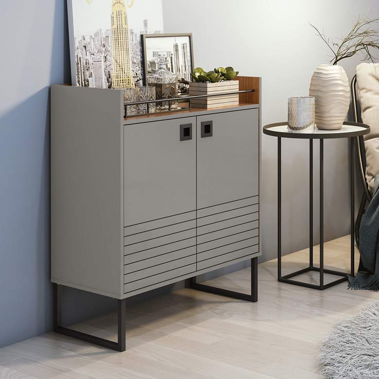Image 1 Loft 31 1/2" Wide Glossy Gray 3-Shelf Wood Buffet Stand