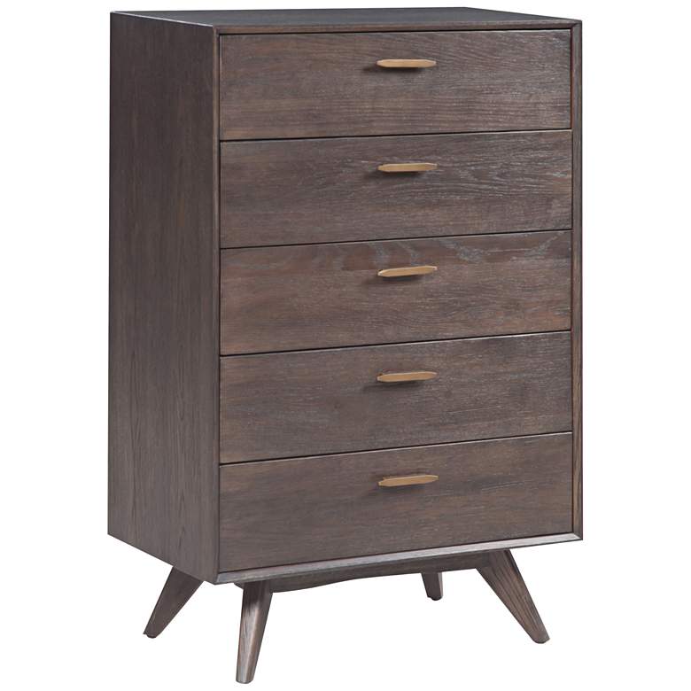 Image 1 Loft 32 1/4" Wide Washed Gray 5-Drawer Wooden Accent Chest