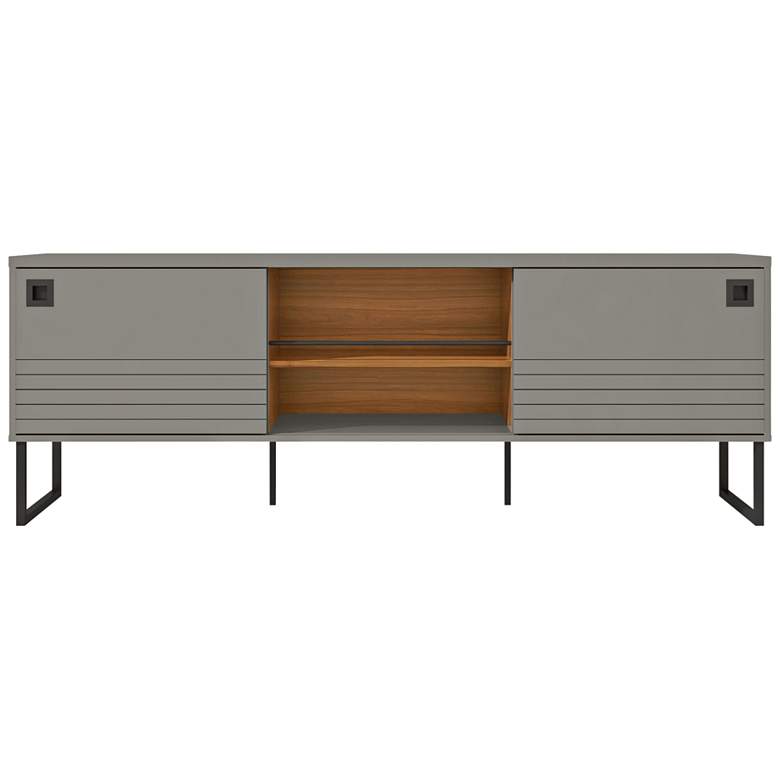 Image 1 Loft 70 1/2 inchW Glossy Gray Wood TV Stand with Sliding Doors