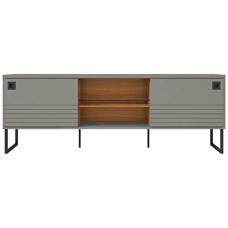 Image 1 Loft 70 1/2"W Glossy Gray Wood TV Stand with Sliding Doors