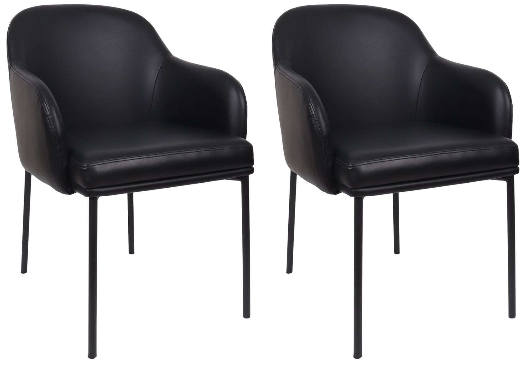 Image 2 Loft Contemporary Vegan Leather Metal Armchair in Black - Set of 2