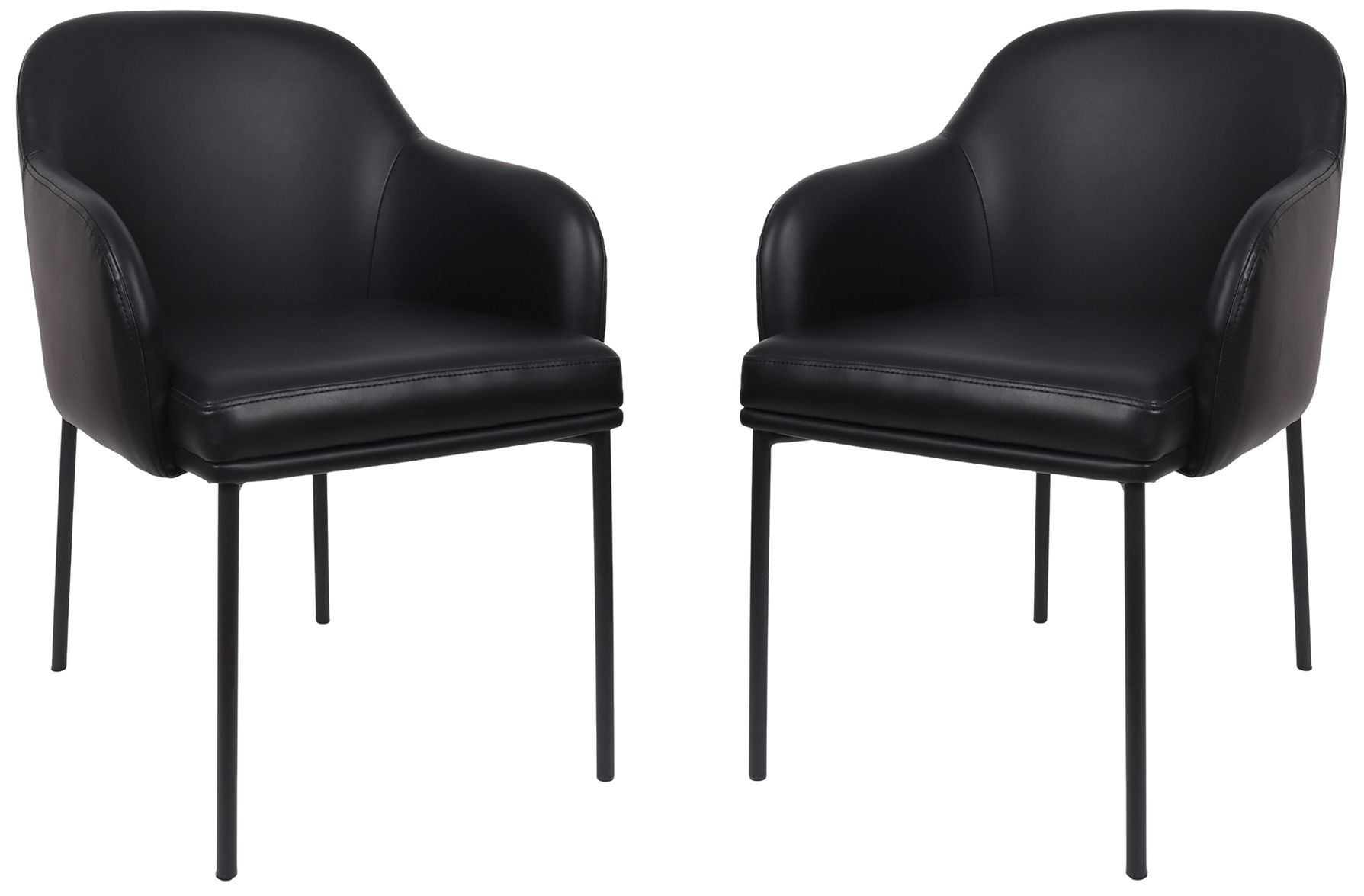 Image 3 Loft Contemporary Vegan Leather Metal Armchair in Black - Set of 2 more views