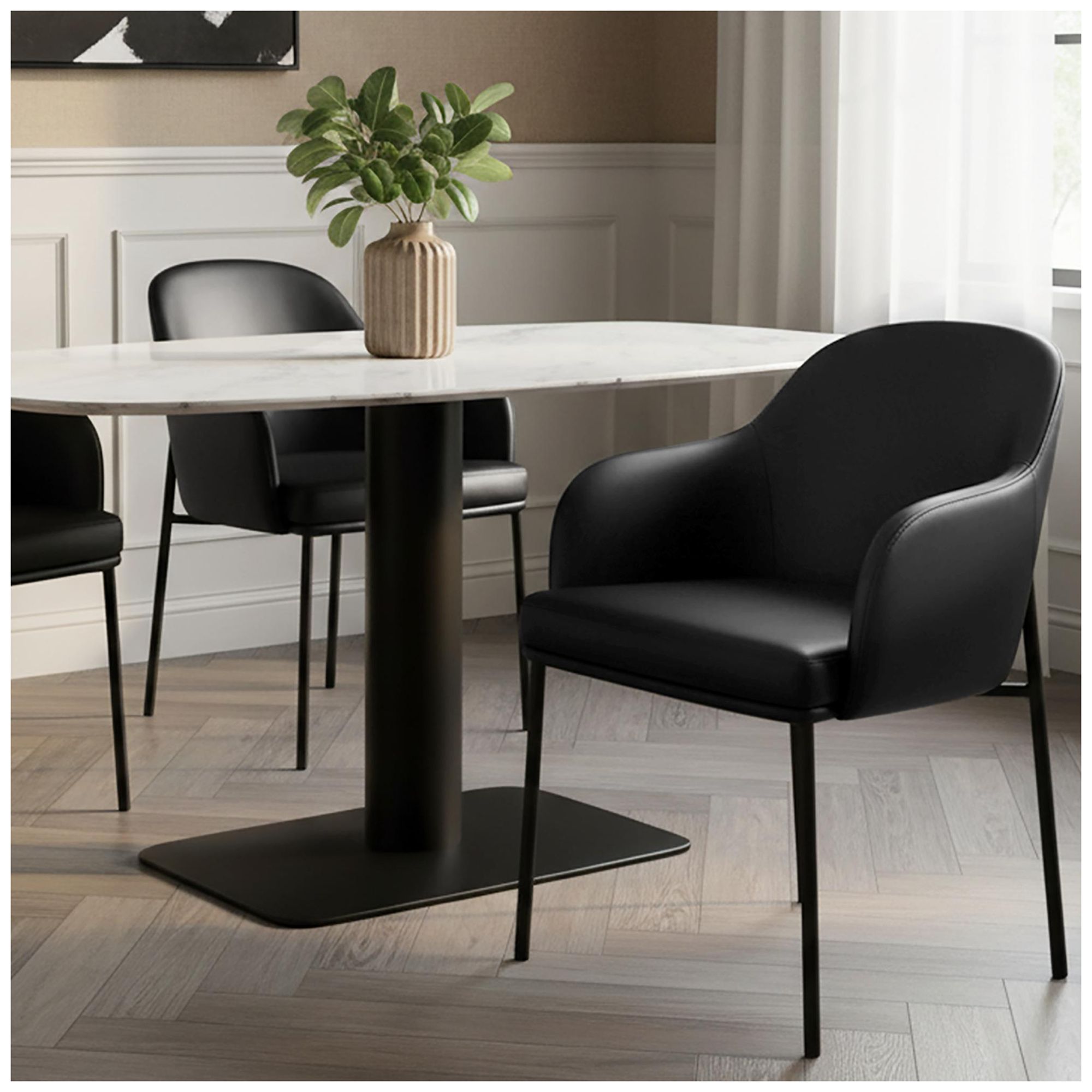 Image 4 Loft Contemporary Vegan Leather Metal Armchair in Black - Set of 2 more views