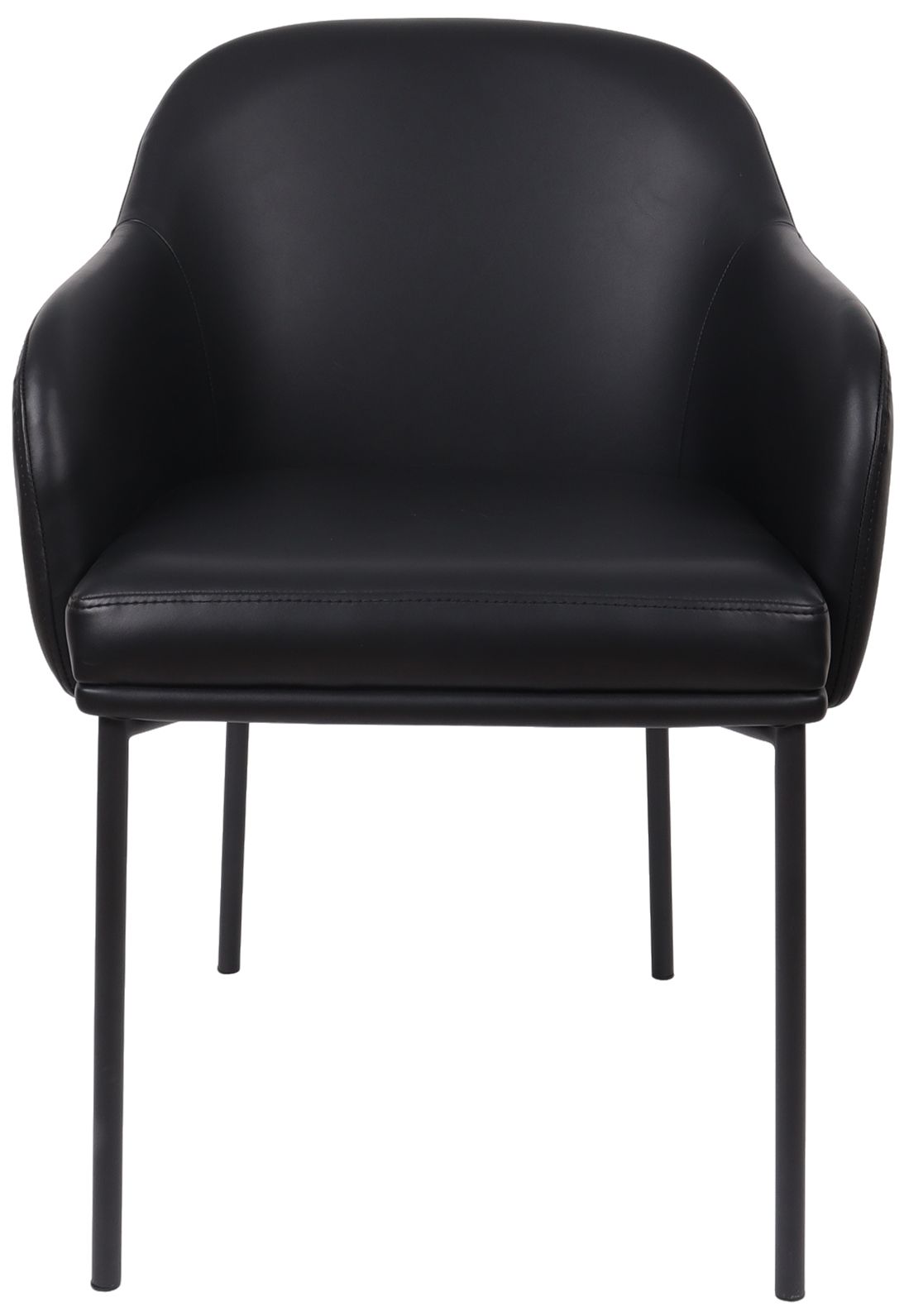 Loft Contemporary Vegan Leather Metal Armchair in Black - Set of 2