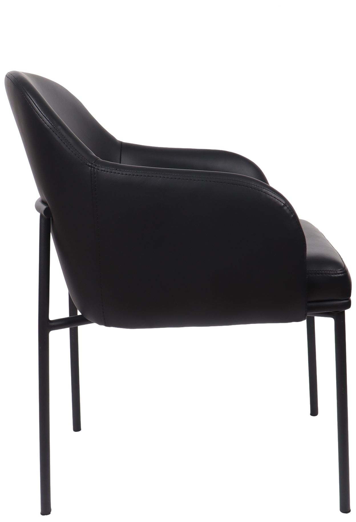 Loft Contemporary Vegan Leather Metal Armchair in Black - Set of 2