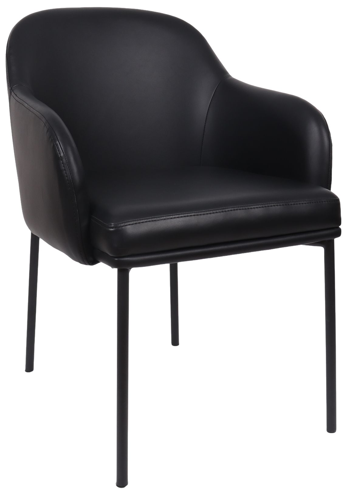 Loft Contemporary Vegan Leather Metal Armchair in Black - Set of 2