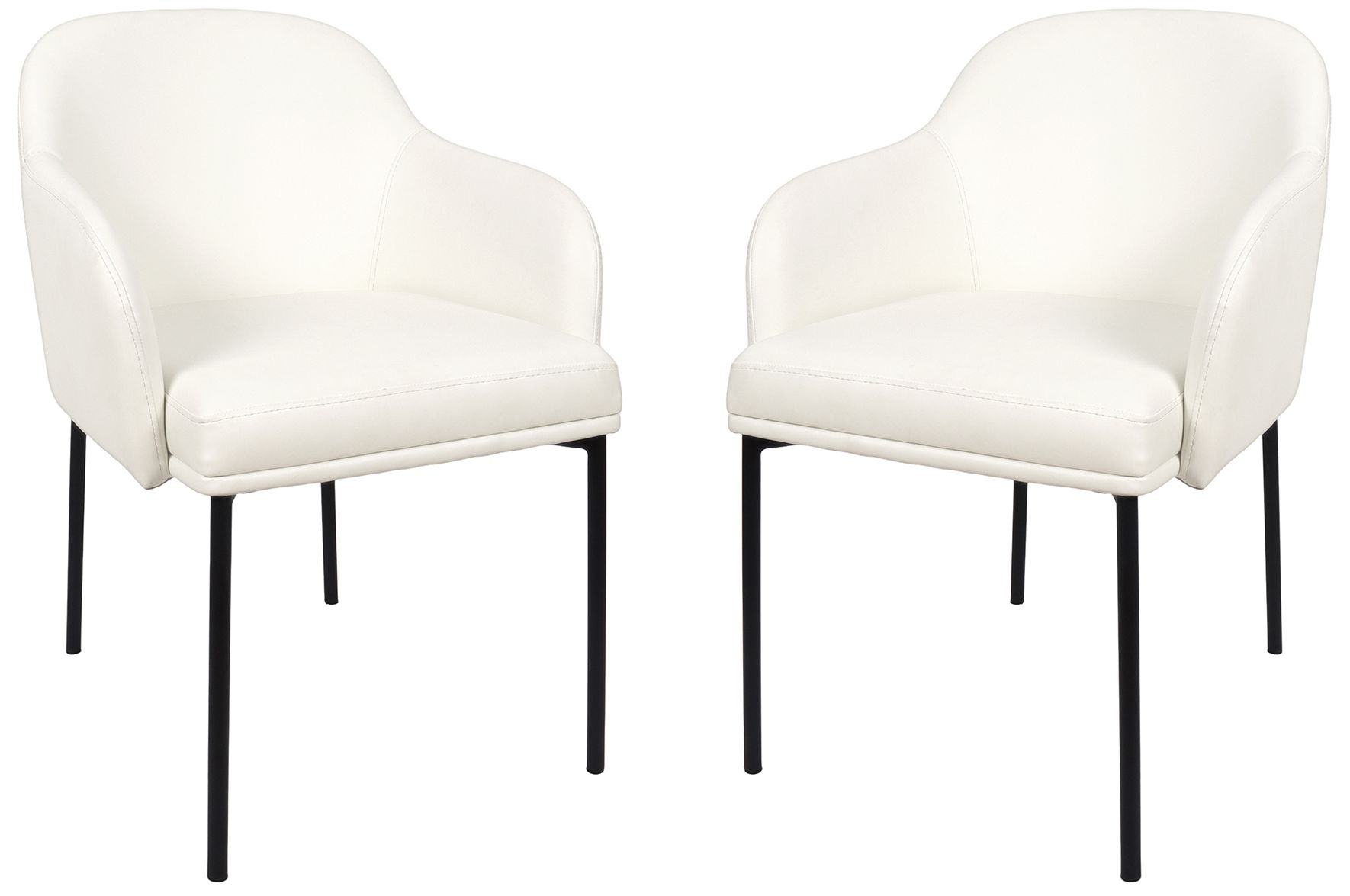 Image 3 Loft Contemporary Vegan Leather Metal Armchair in Ivory - Set of 2 more views