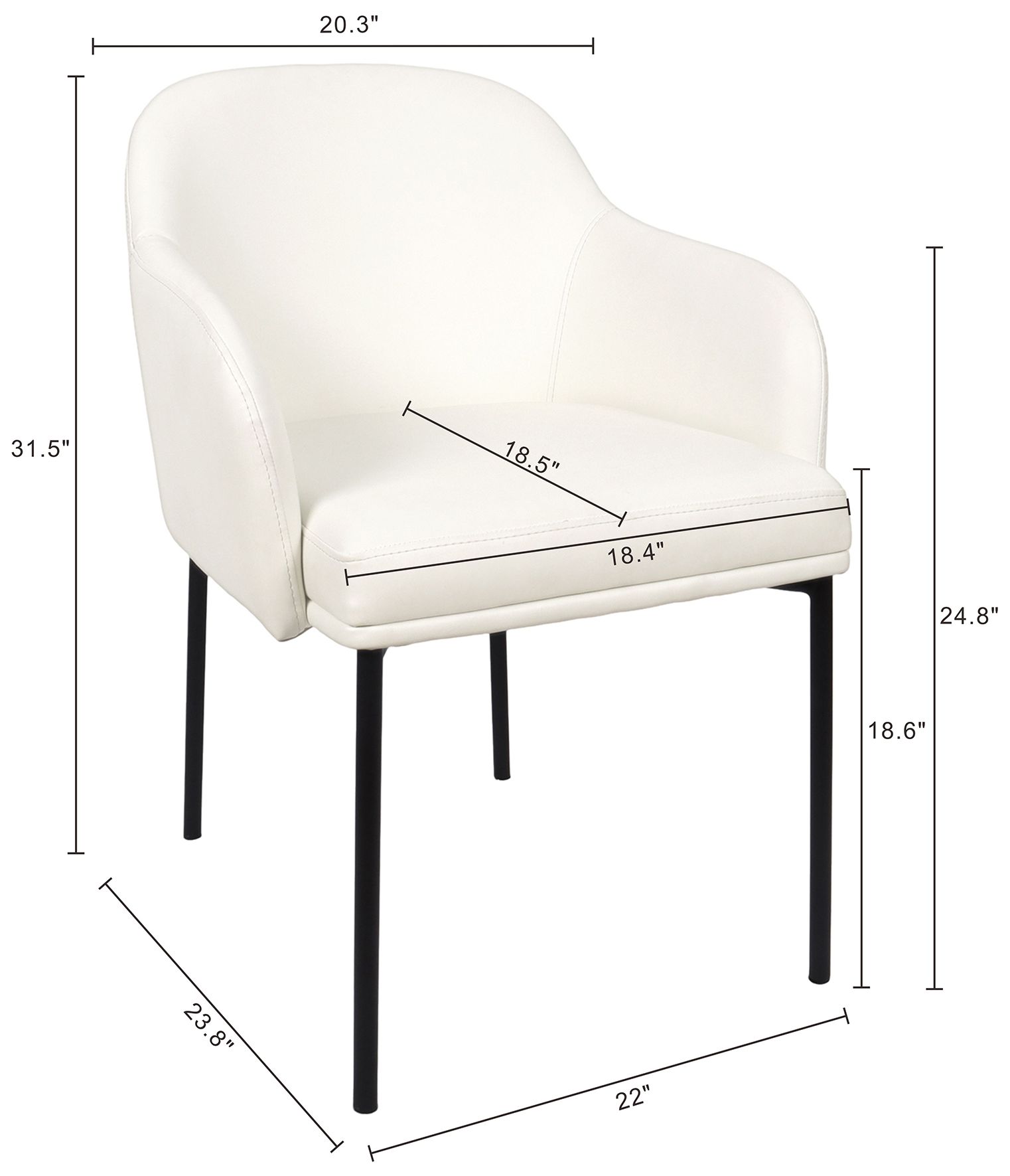 Image 5 Loft Contemporary Vegan Leather Metal Armchair in Ivory - Set of 2 more views