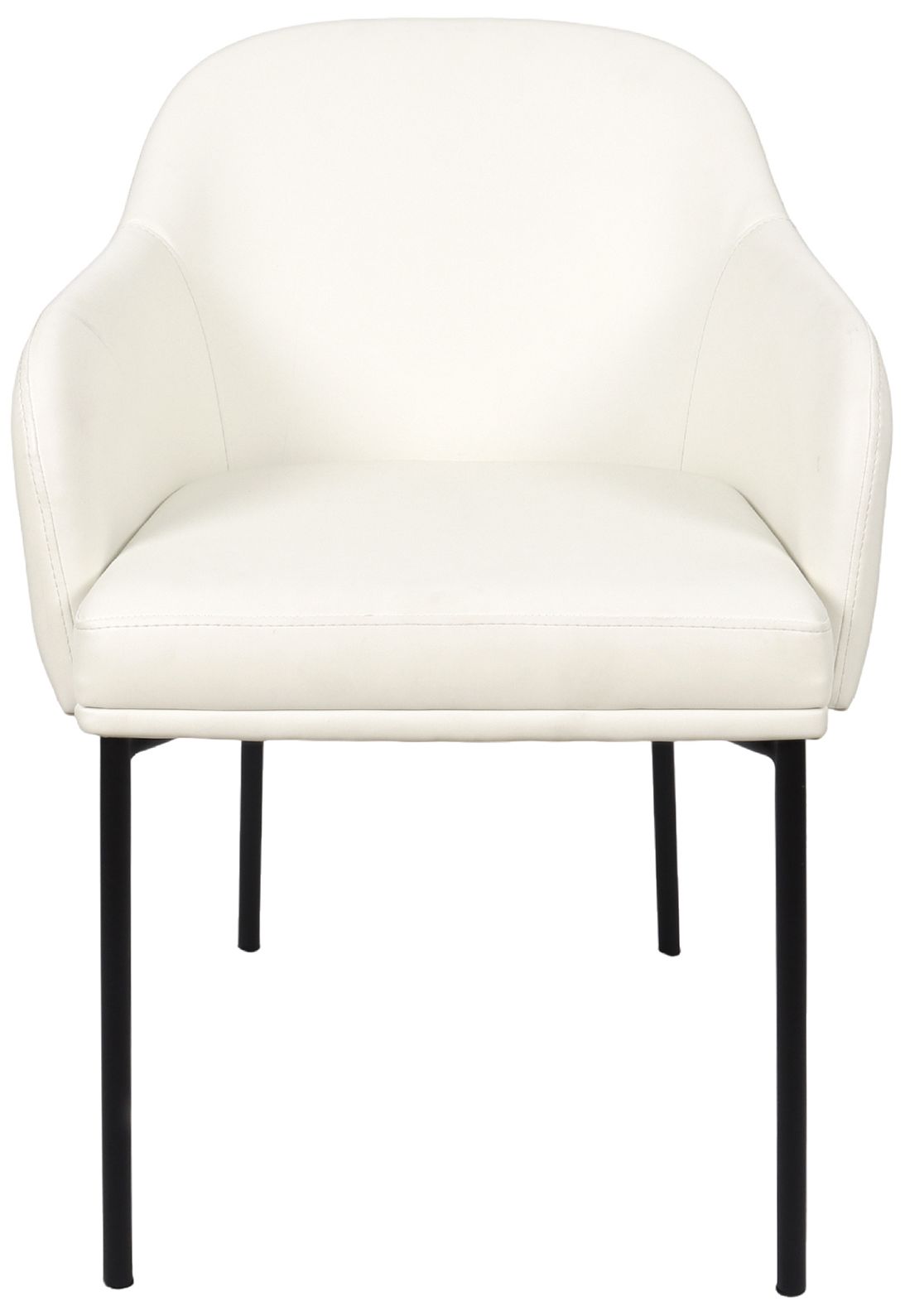 Loft Contemporary Vegan Leather Metal Armchair in Ivory - Set of 2