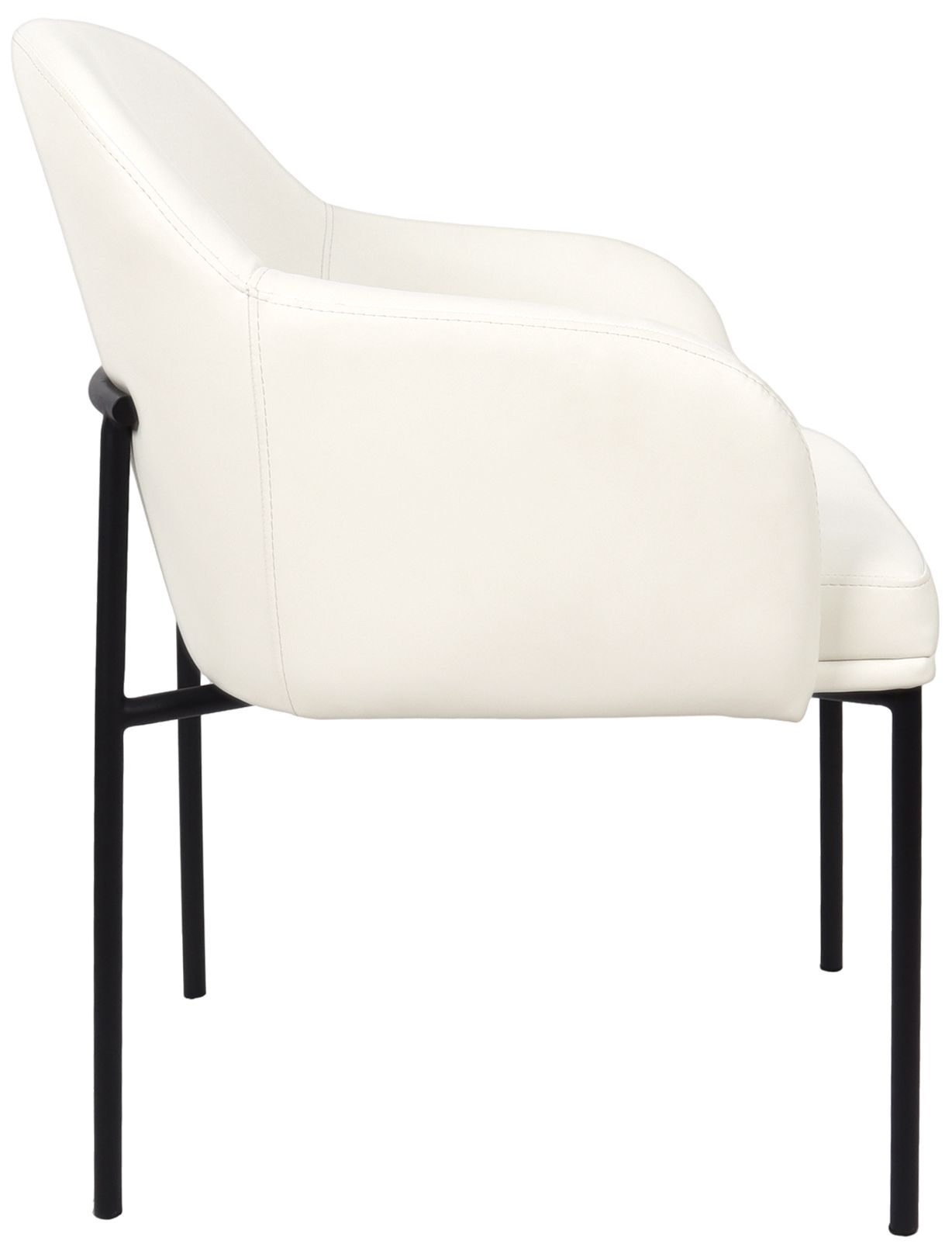 Loft Contemporary Vegan Leather Metal Armchair in Ivory - Set of 2