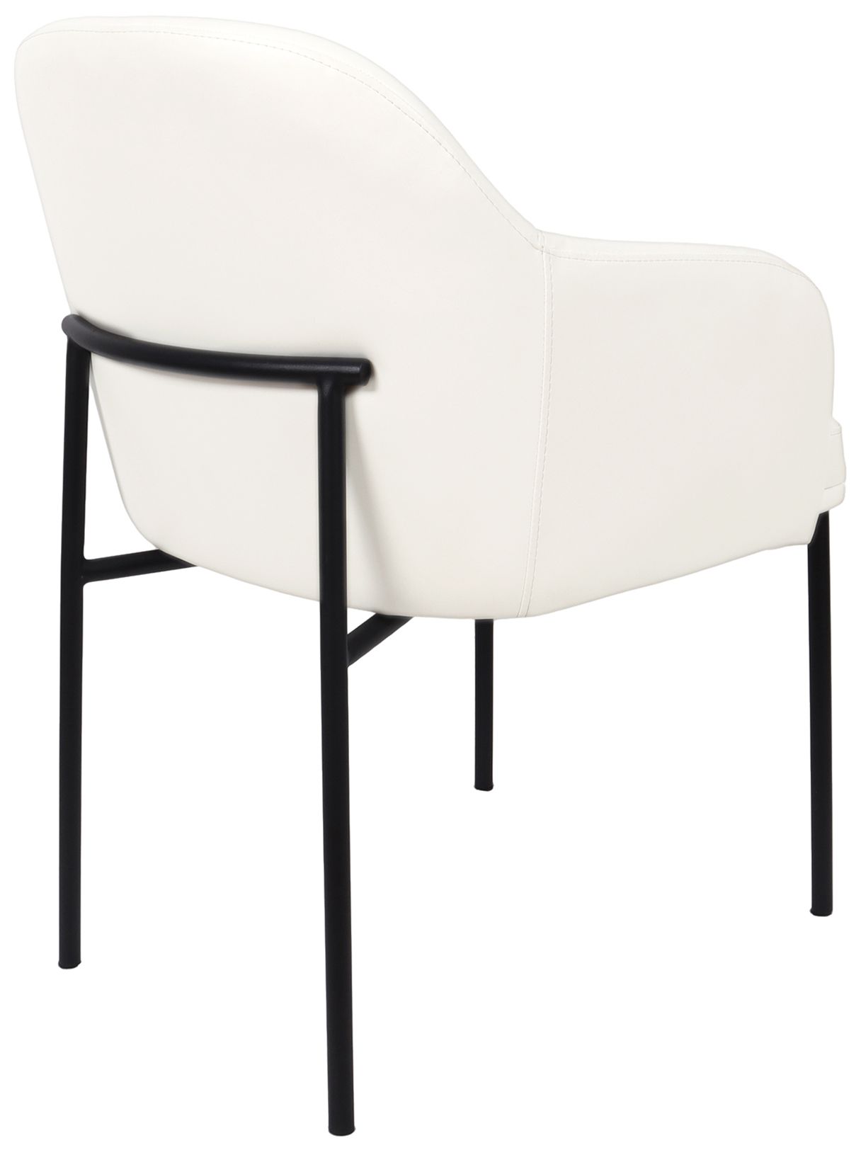 Loft Contemporary Vegan Leather Metal Armchair in Ivory - Set of 2