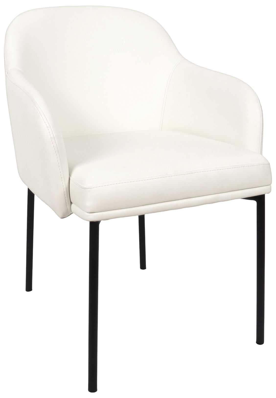 Loft Contemporary Vegan Leather Metal Armchair in Ivory - Set of 2