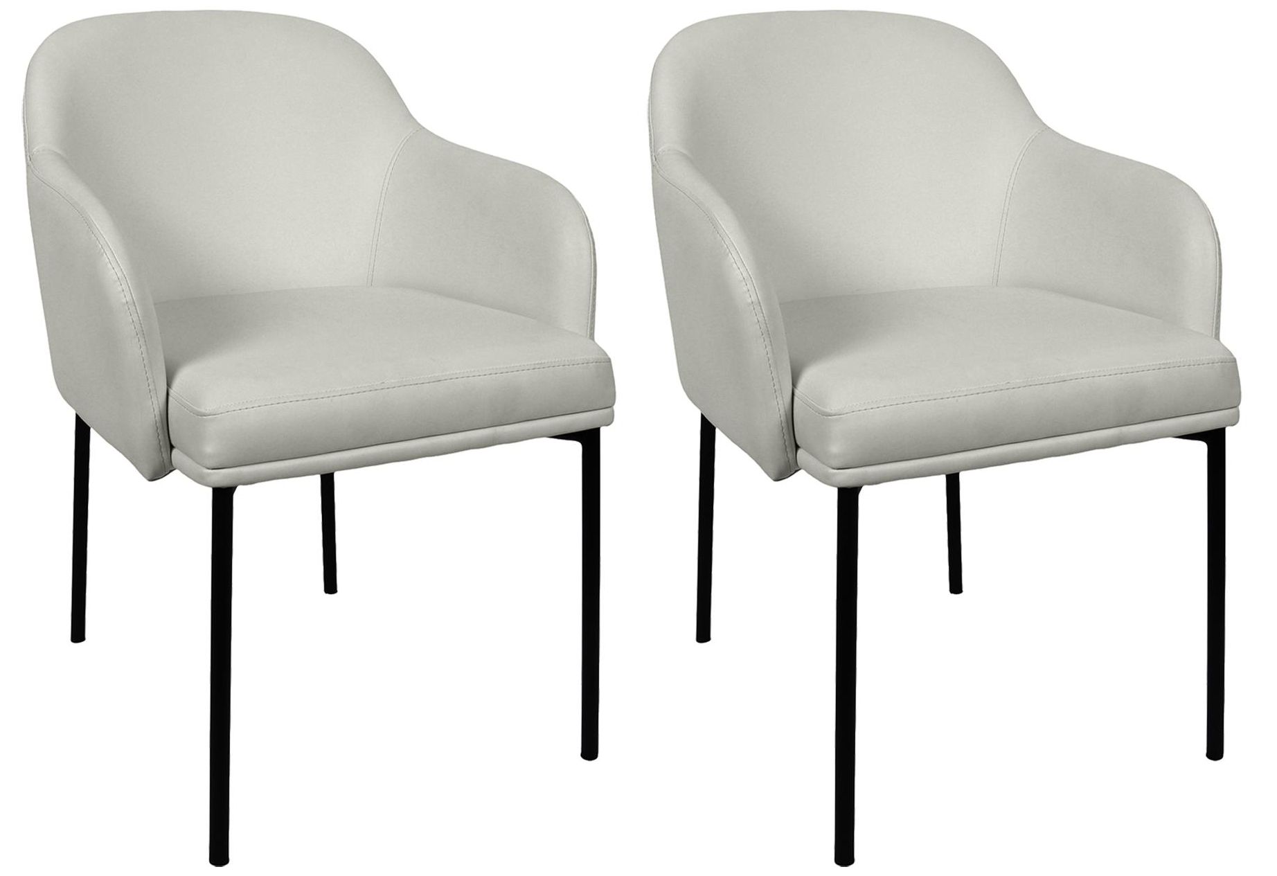 Image 2 Loft Contemporary Vegan Leather Metal Armchair in Stone Gray - Set of 2