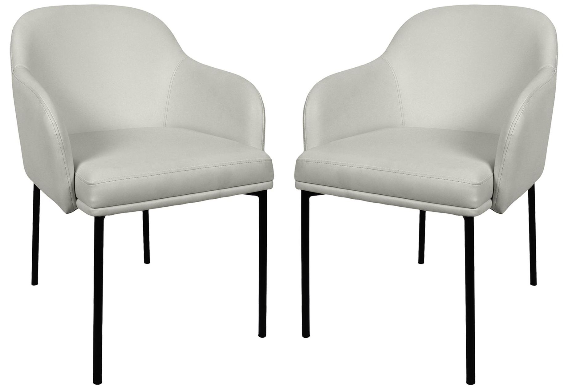 Image 3 Loft Contemporary Vegan Leather Metal Armchair in Stone Gray - Set of 2 more views