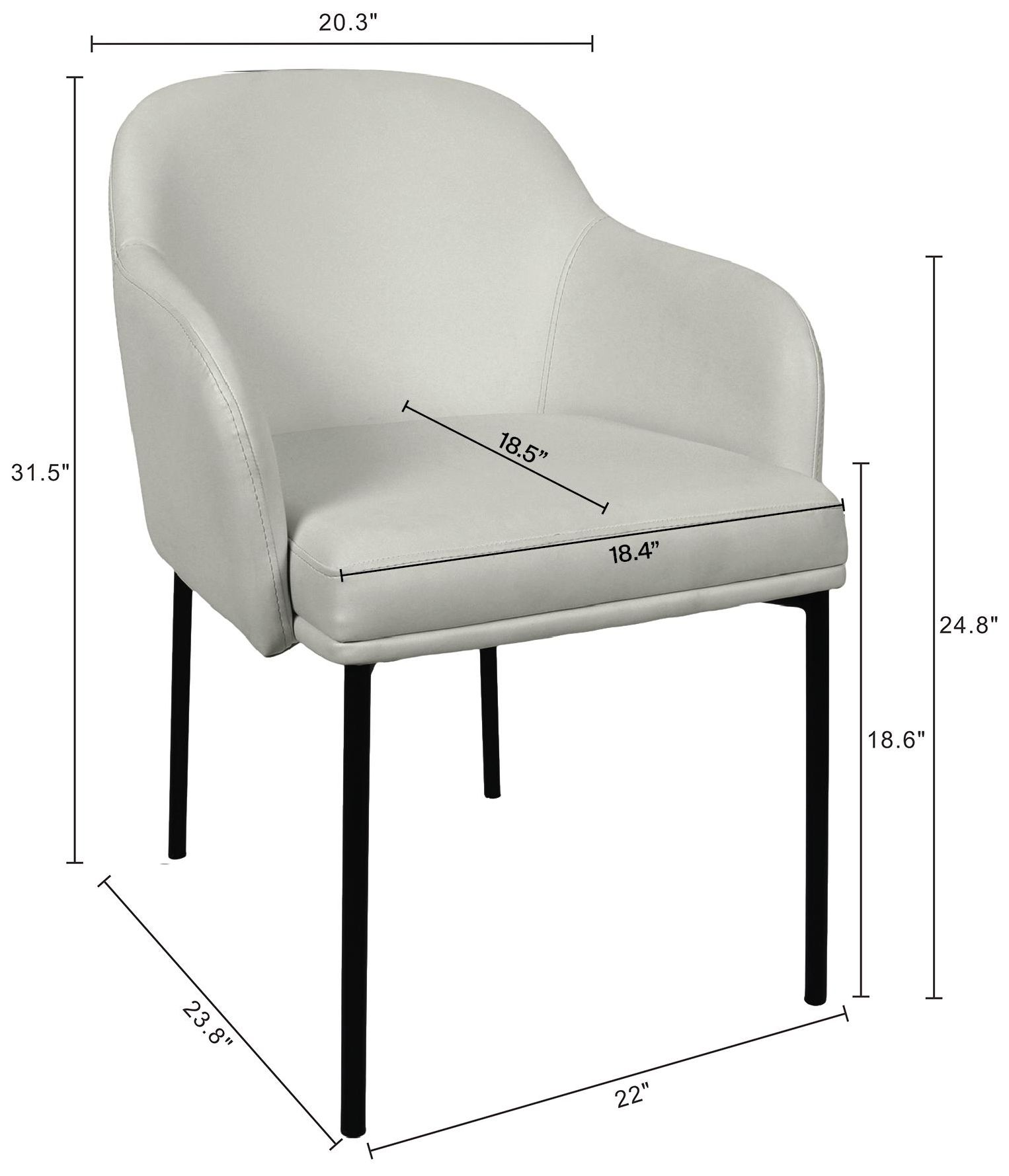 Image 5 Loft Contemporary Vegan Leather Metal Armchair in Stone Gray - Set of 2 more views