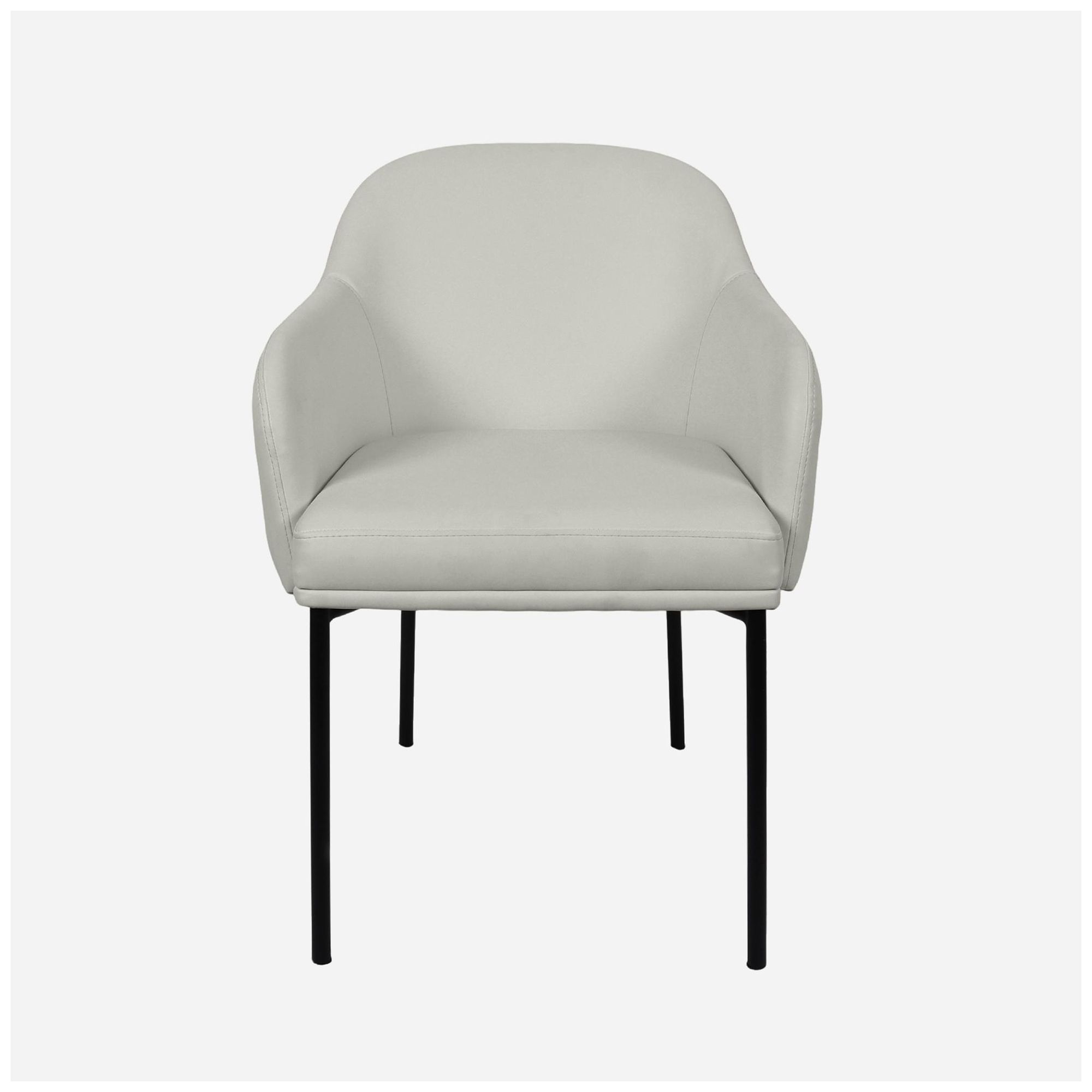 Loft Contemporary Vegan Leather Metal Armchair in Stone Gray - Set of 2