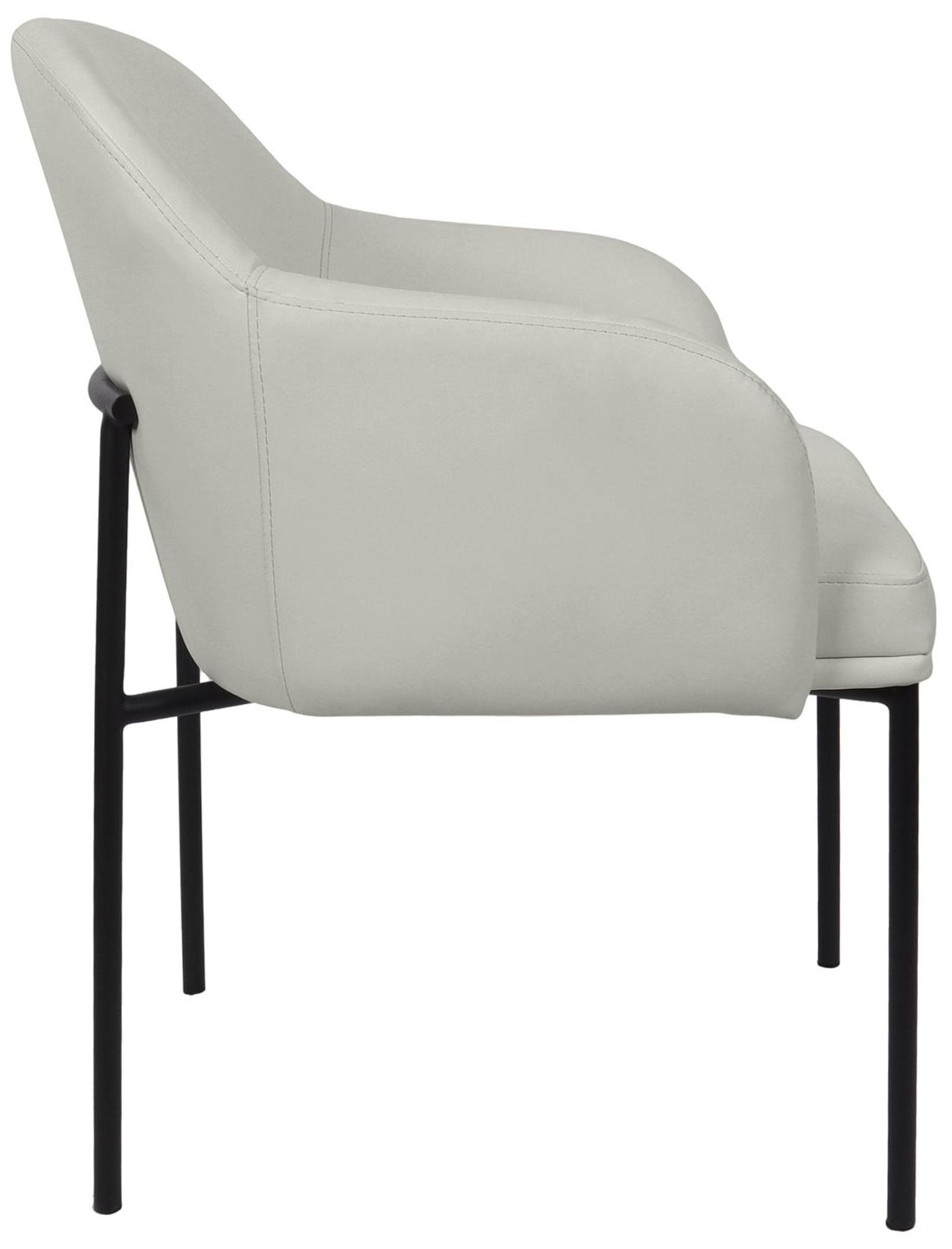 Loft Contemporary Vegan Leather Metal Armchair in Stone Gray - Set of 2