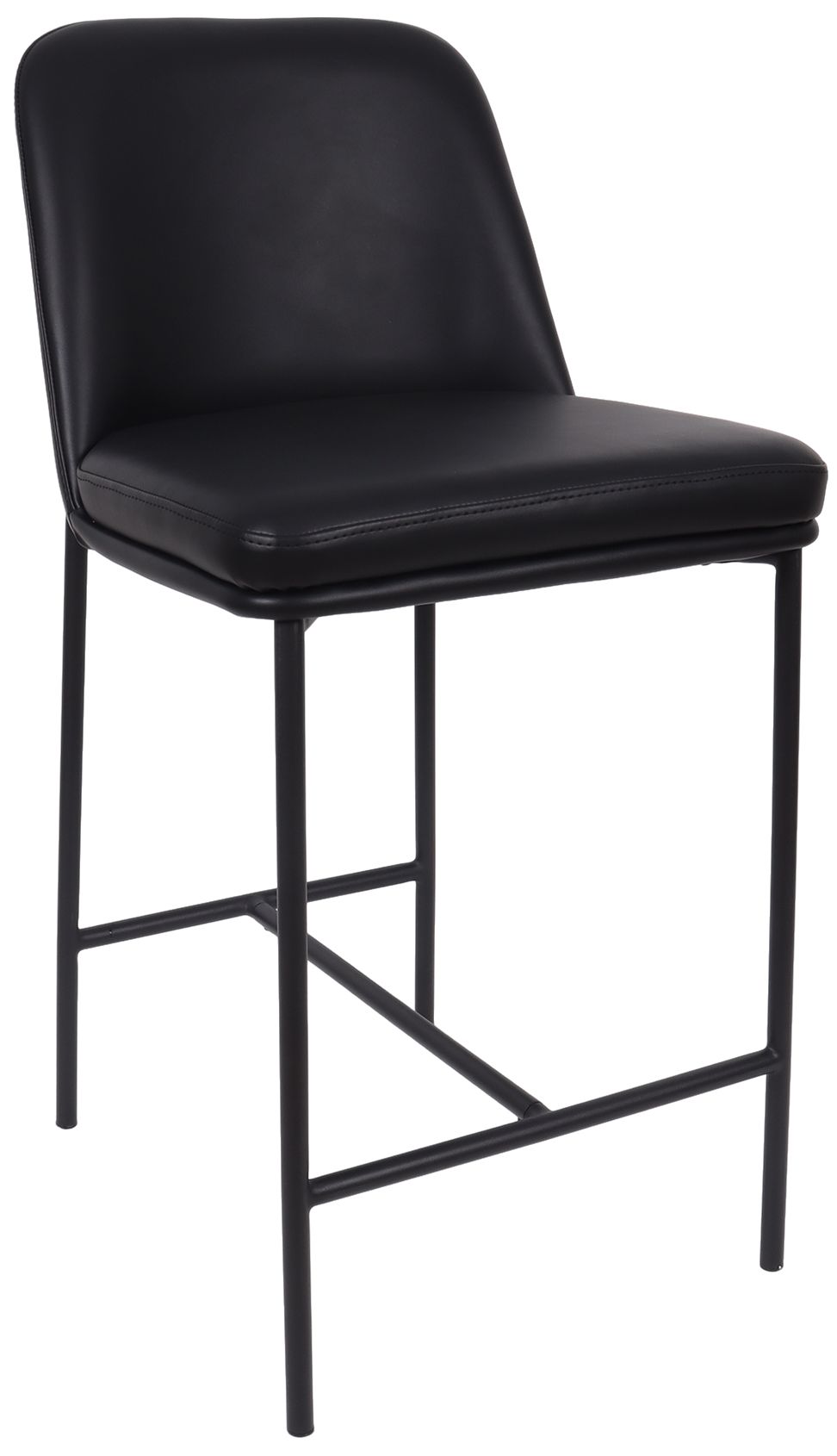 Loft Contemporary Vegan Leather Metal Counter Stool in Black - Set of 2