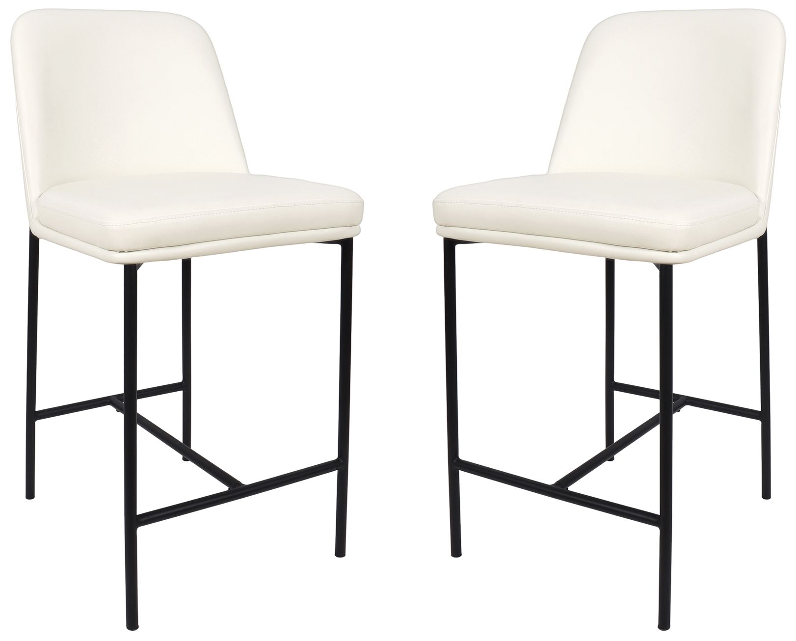 Image 3 Loft Contemporary Vegan Leather Metal Counter Stool in Ivory - Set of 2 more views