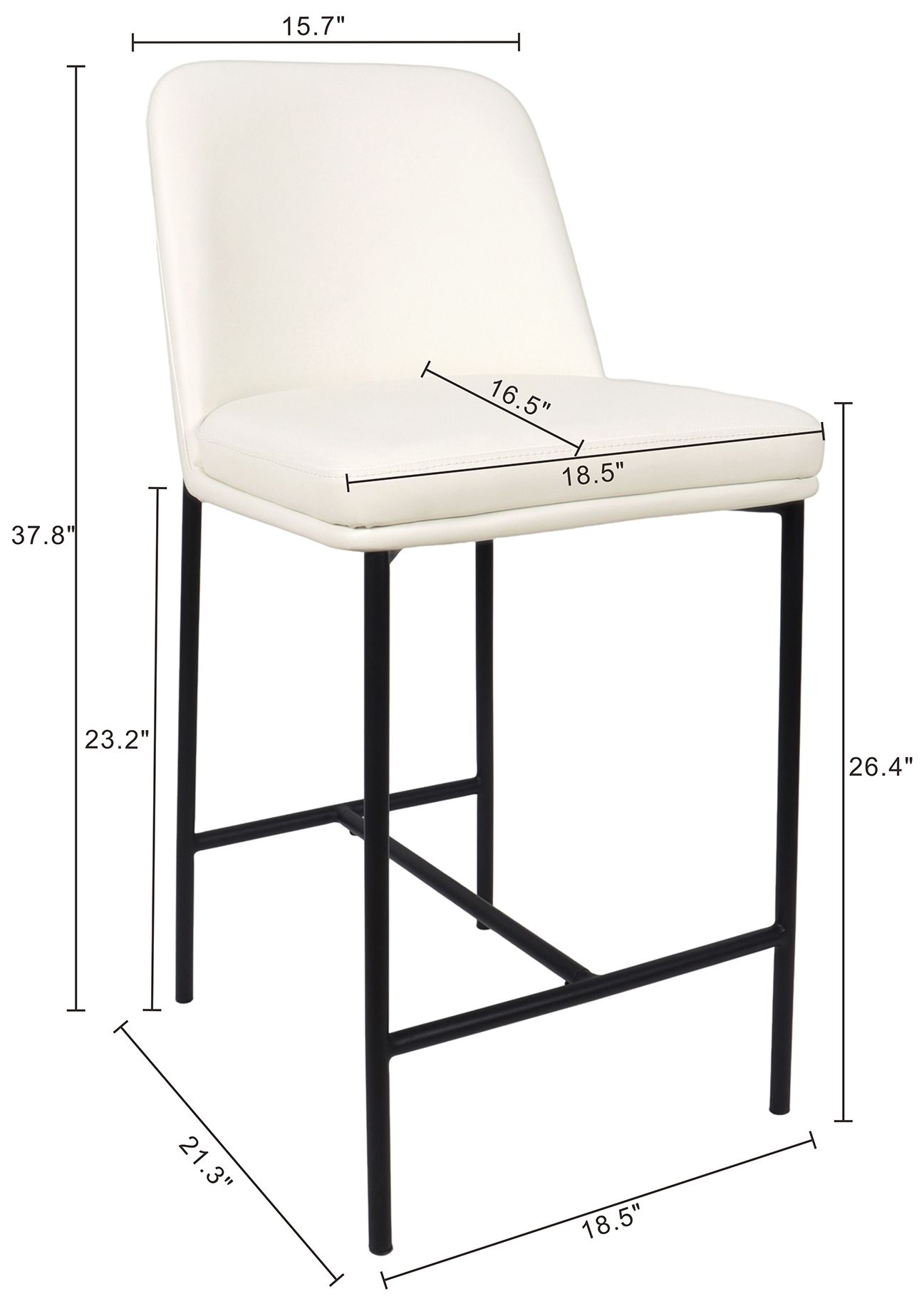 Image 4 Loft Contemporary Vegan Leather Metal Counter Stool in Ivory - Set of 2 more views