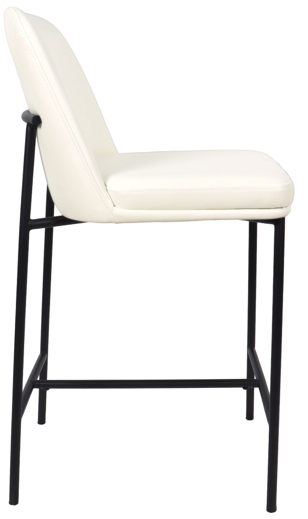 Loft Contemporary Vegan Leather Metal Counter Stool in Ivory - Set of 2