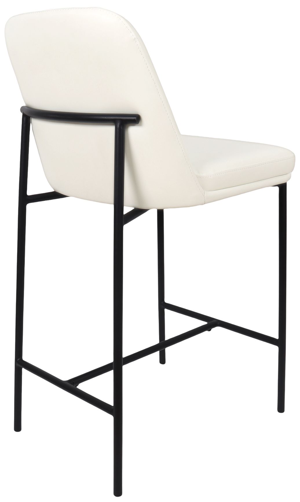 Loft Contemporary Vegan Leather Metal Counter Stool in Ivory - Set of 2