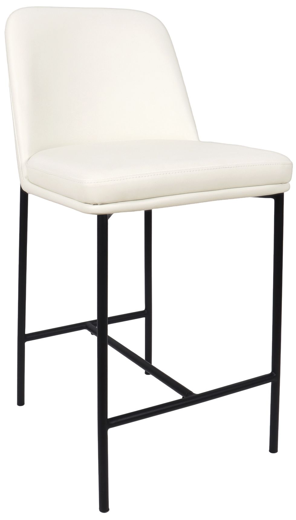 Loft Contemporary Vegan Leather Metal Counter Stool in Ivory - Set of 2