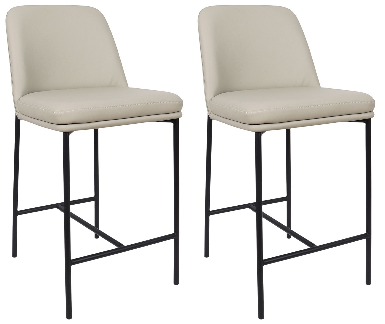 Image 2 Loft Contemporary Vegan Leather Metal Counter Stool in Stone Gray Set of 2